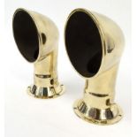 Pair of vintage ships brass deck cowls , 22cm high : For Condition Reports please visit www.