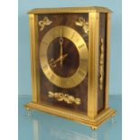 Good quality brass mantel clock, 25cm high : For Condition Reports please visit www.