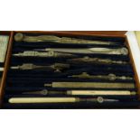 Boxed drawing instrument set with ivory rulers - Reeves & Son Ltd, London : For Condition Reports