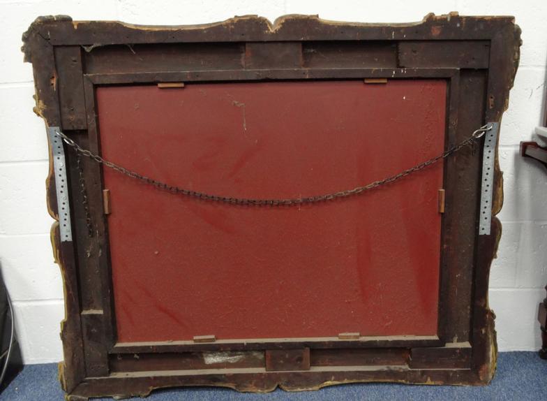 Large ornate gilt wood bevel edged mirror, 125cm long x 104cm high : For Condition Reports please - Image 5 of 5