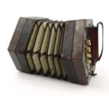 German rosewood ten button concertina, with case : For Condition Reports please visit www.