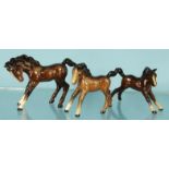 Two small brown Beswick China horses and one other : For Condition Reports please visit www.
