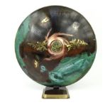 Sam Faronoff abstract design spherical sphere with cabochon set roundel and impressed marks to base,