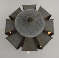 Vintage industrial exterior fan converted for lamp use, 66cm high : For Condition Reports please - Image 3 of 3