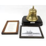 Military Naval interest bronze bell from the battleship HMS Triumph, together with provenance