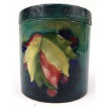 Moorcroft cylindrical pot and cover, 9cm high : For Condition Reports please visit www.