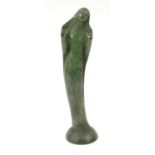 Green patented bronze model of Madonna, red wax seal mark to base, 19cm high : For Condition Reports