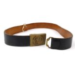 Military interest leather belt with eagle's head crest : For Condition Reports please visit www.