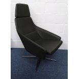 Simon Pengelly grey leather Modus chair : For Condition Reports please visit www.eastbourneauction.