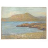 Julius Olsson? - Oil onto board of a coastline, 35cm x 25cm : For Condition Reports please visit