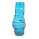 Large Whitefriars kingfisher blue hoop glass vase, 28cm high : For Condition Reports please visit