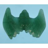 Oriental carved green jade bat, 3.4cm long : For Condition Reports please visit www.