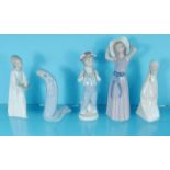 Five Lladro China figures, the largest 26cm high : For Condition Reports please visit www.
