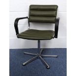Vintage chrome and green leatherette swivel chair : For Condition Reports please visit www.