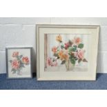 Two Beatrice Johnson signed watercolours of roses, the larger 36cm x 31cm : For Condition Reports