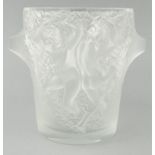 Lalique 'Bacchantes' frosted glass ice bucket, etched mark to base, 25cms high, in original box :