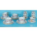 Five Royal Crown Derby trios and five Royal Crown Derby Imari patterned coffee cans and saucers :