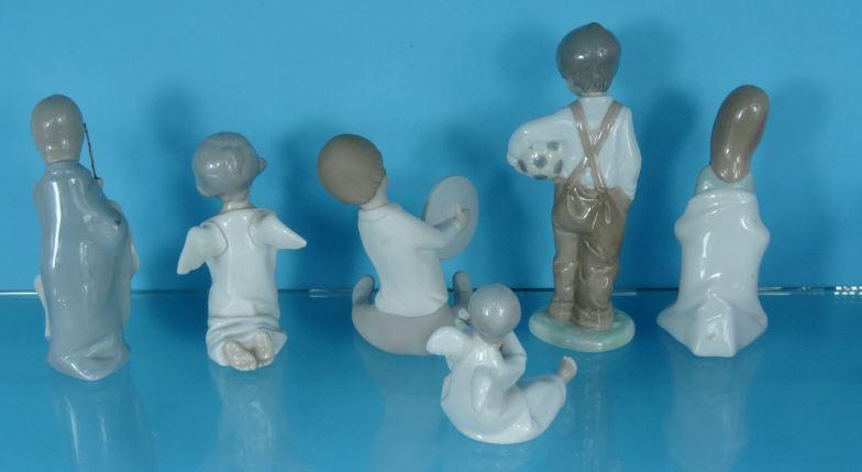 Four Lladro China figures and two Nao figures, the largest 18.5cm high : For Condition Reports - Image 4 of 5