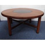 Circular G-Plan coffee table with a central glass panel, 96cm diameter x 45cm high : For Condition