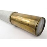 Large brass single drawer telescope with rope grip, 62cm long when closed : For Condition Reports