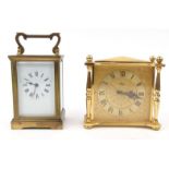 Brass cased carriage clock, together with an Imhof brass clock, the largest 11cm high : For