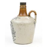 Salt glazed stoneware advertising whisky flagon, printed with 'Kilbreggan Irish Whisky' advertising,