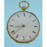 Patek Fils Geneve lady's gold cased pocket watch with enamelled decoration to the reverse,