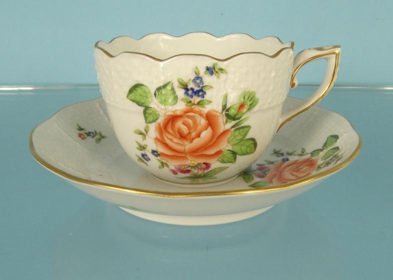 Three Herend hand painted china cups and saucers and a similar example : For Condition Reports - Image 2 of 14