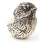Oversized silver chick pin cushion, SM & Co Chester 1908-09, numbered 475678?, 6cm high : For