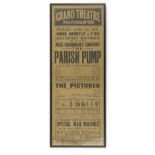 World War I period theatre poster advertising the Grand Theatre Wolverhampton, dated 5th June