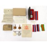 Military interest boxed World War II medals, together with a boxed Imperial Service medal for BERTIE