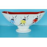 Burleigh ware Art Deco fruit bowl hand painted with figures, 28.5cm long : For Condition Reports