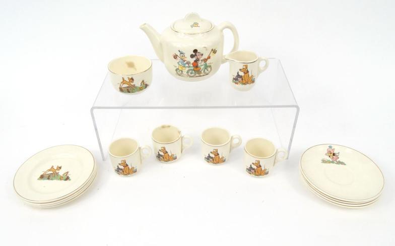 Boxed Beswick Disney childs teaset, printed with views of Mickey Mouse, Donald Duck, Bambi, etc, - Image 4 of 13