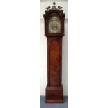 Mahogany grandfather clock, the silvered brass faced dial for H. Brittan, Norwich, striking on a