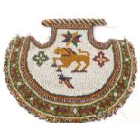 Beaded Indian tribal wall hanging decorated with lion and bird design, 27cm high : For Condition