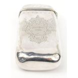 Silver plated cigar case with 1862 inscription, 12cm high : For Condition Reports please visit www.