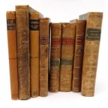 Selection of 18th and 19th century leather bound books including Mignets French Revolution,