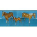 Three Beswick China tan horses, the largest 13.5cm high : For Condition Reports please visit www.