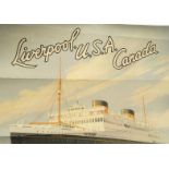 Shipping interest Britannic Cunard White Star Liverpool USA and Canada poster, 66cm x 48cm : For