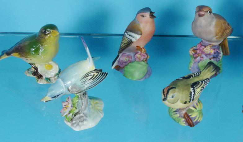 Seven Royal Worcester china birds, Beswick bird and a Royal Adderley bird, the largest 11cm high : - Image 2 of 4