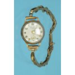 Majex 9ct gold lady's wristwatch with 9ct gold strap, approximate weight 16.5g : For Condition