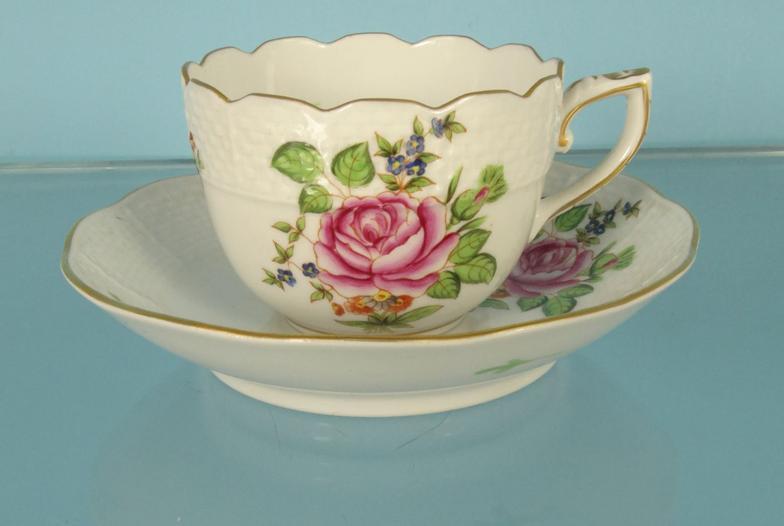 Three Herend hand painted china cups and saucers and a similar example : For Condition Reports - Image 5 of 14