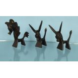 Three Walter Bosse bronze cast metal animals, the largest 10cm high : For Condition Reports please
