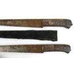 Six Middle Eastern Kard daggers, together with a brass folding knife, all with bone handles, the