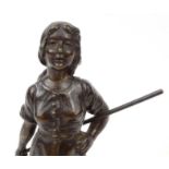 Bronze figure of a Dutch peasant girl, 18cm high : For Condition Reports please visit www.