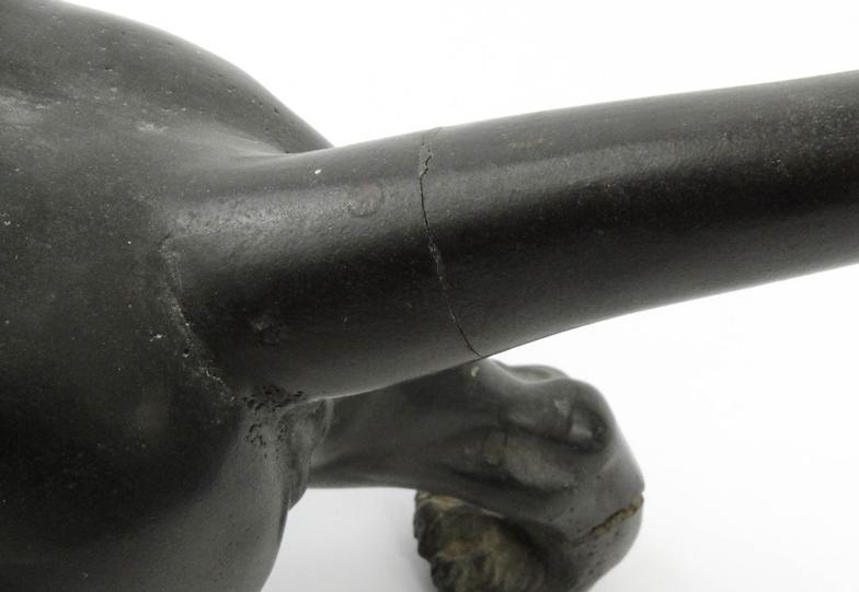 Large oriental bronze study of a lion, character marks to the belly, 52cm long : For Condition - Image 6 of 9