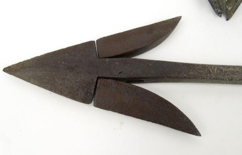 Two 19th century whaling harpoon tips, the longest 67cm long : For Condition Reports please visit - Image 2 of 4