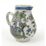 Oriental Chinese sparrowbeak jug, hand painted with a floral design, 9cm high : For Condition