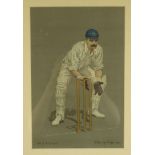 Three Edwardian framed Vanity Fair cricketing prints - Spottiswoode & Co Ltd, London, mounted and