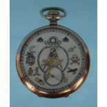 Masonic interest pocket watch, 4.7cm diameter, approximate weight 78.0g : For Condition Reports